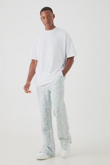 Blue Man Oversized Extended Neck T-Shirt & Jacquard Sweatpant Set