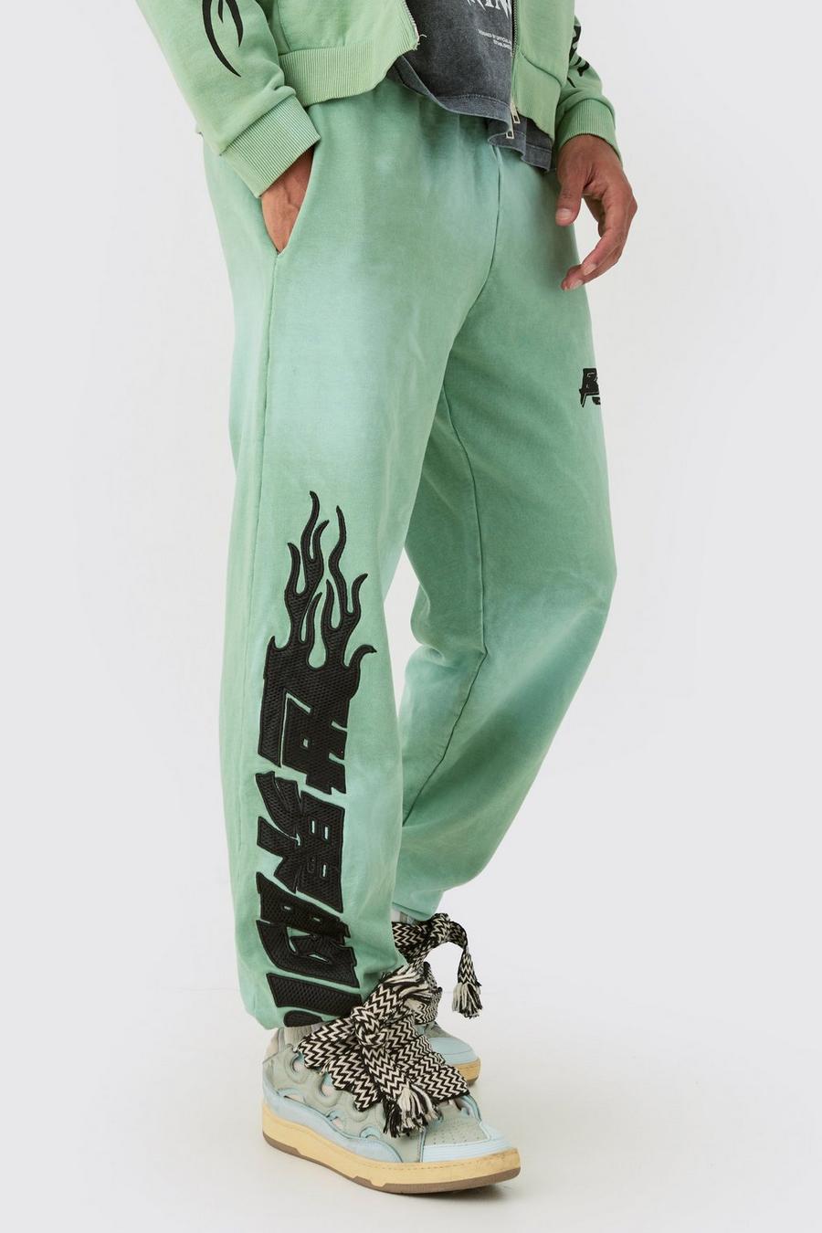 Pantalón deportivo oversize desteñido con apliques, Mint image number 1