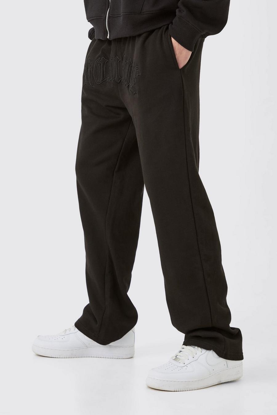 Black Relaxed Fit Waffle Homme Jogger image number 1