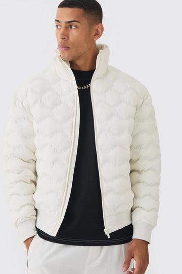 Quilted Padded Bomber Jacket In Ecru ecru