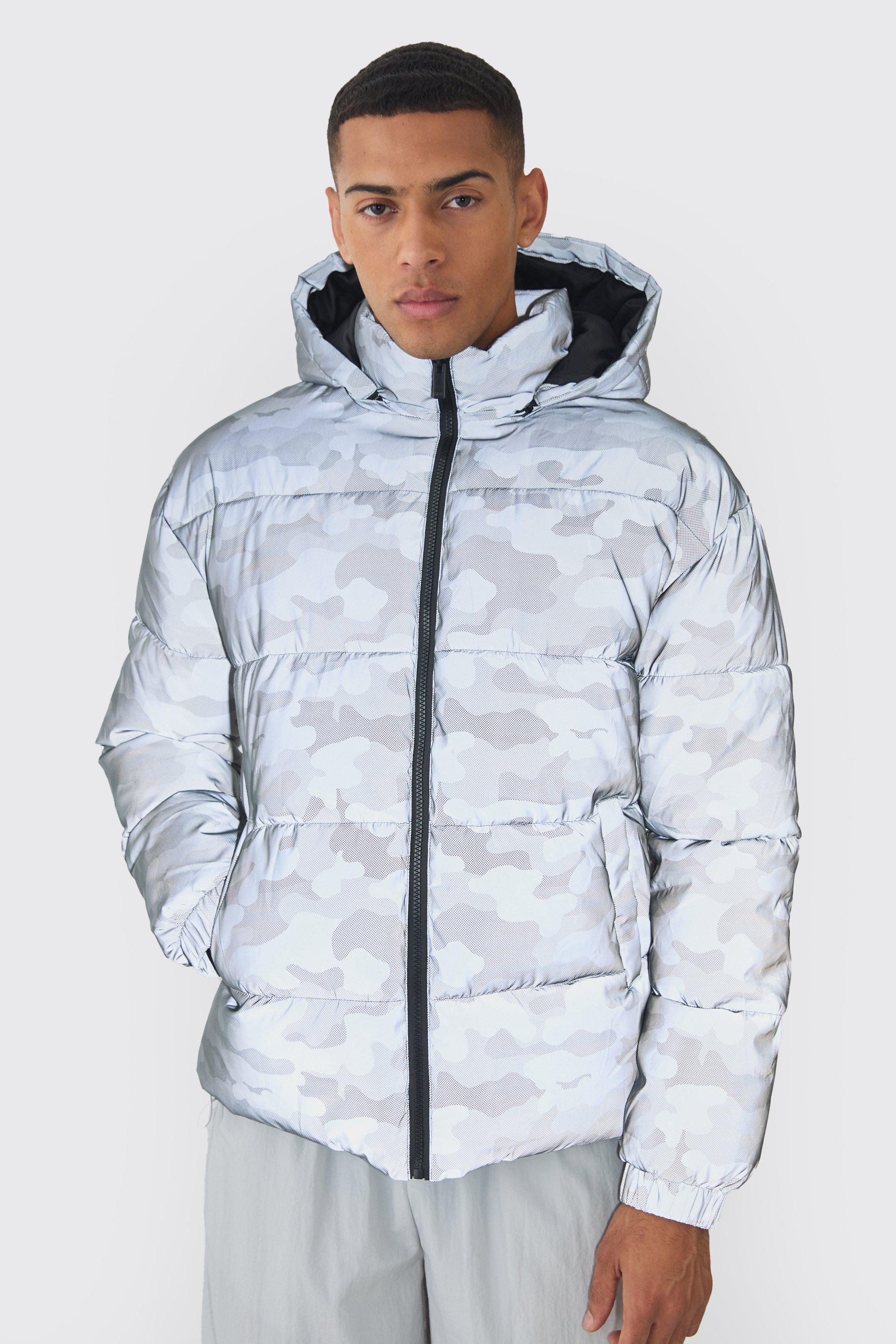 Camo hooded puffer jacket best sale