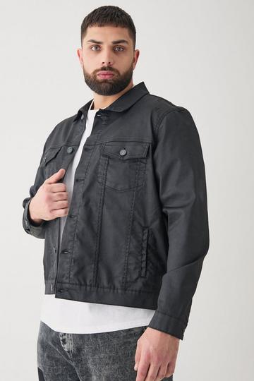 Plus Coated Denim Jacket black