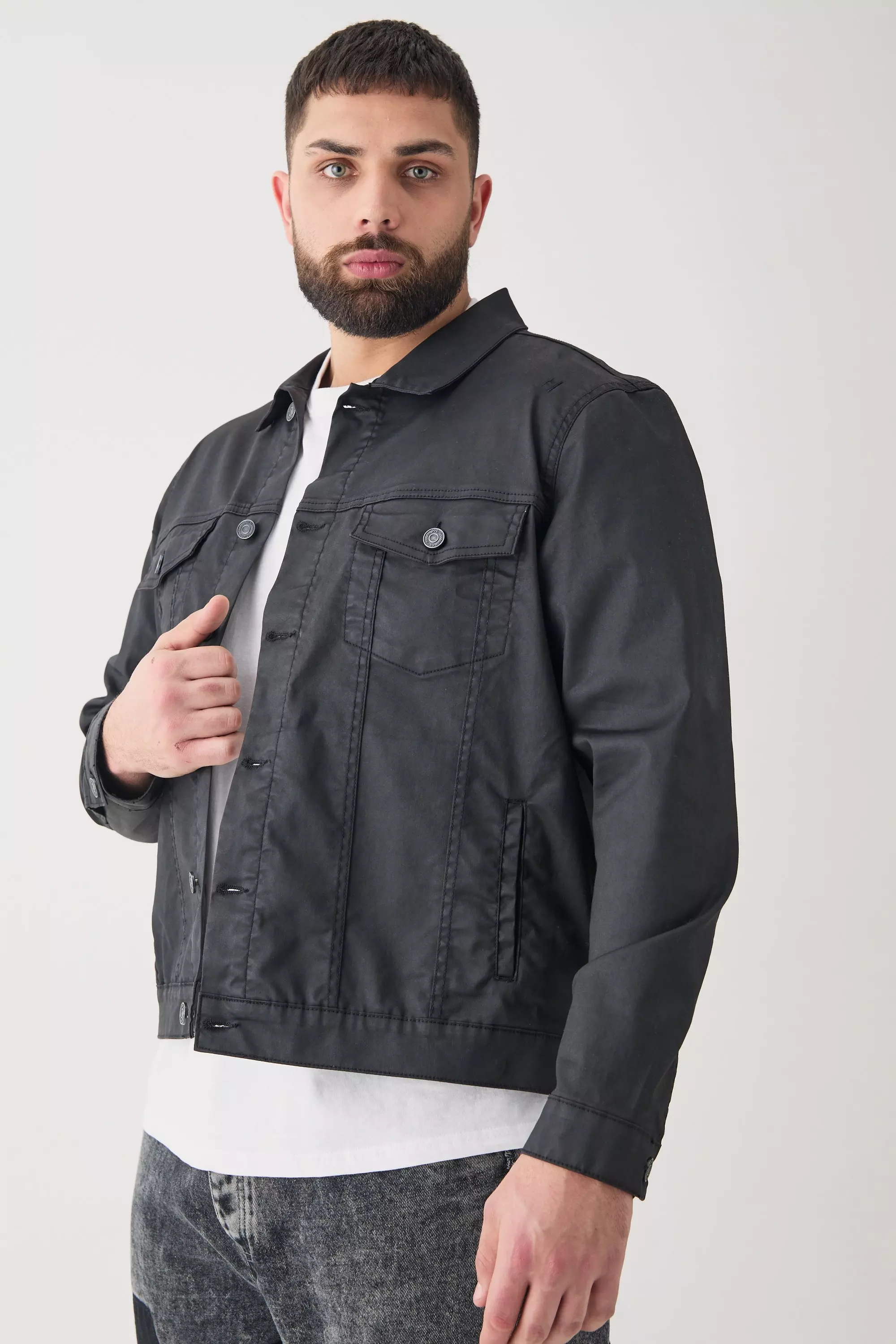 Black Plus Coated Denim Jacket alternative image