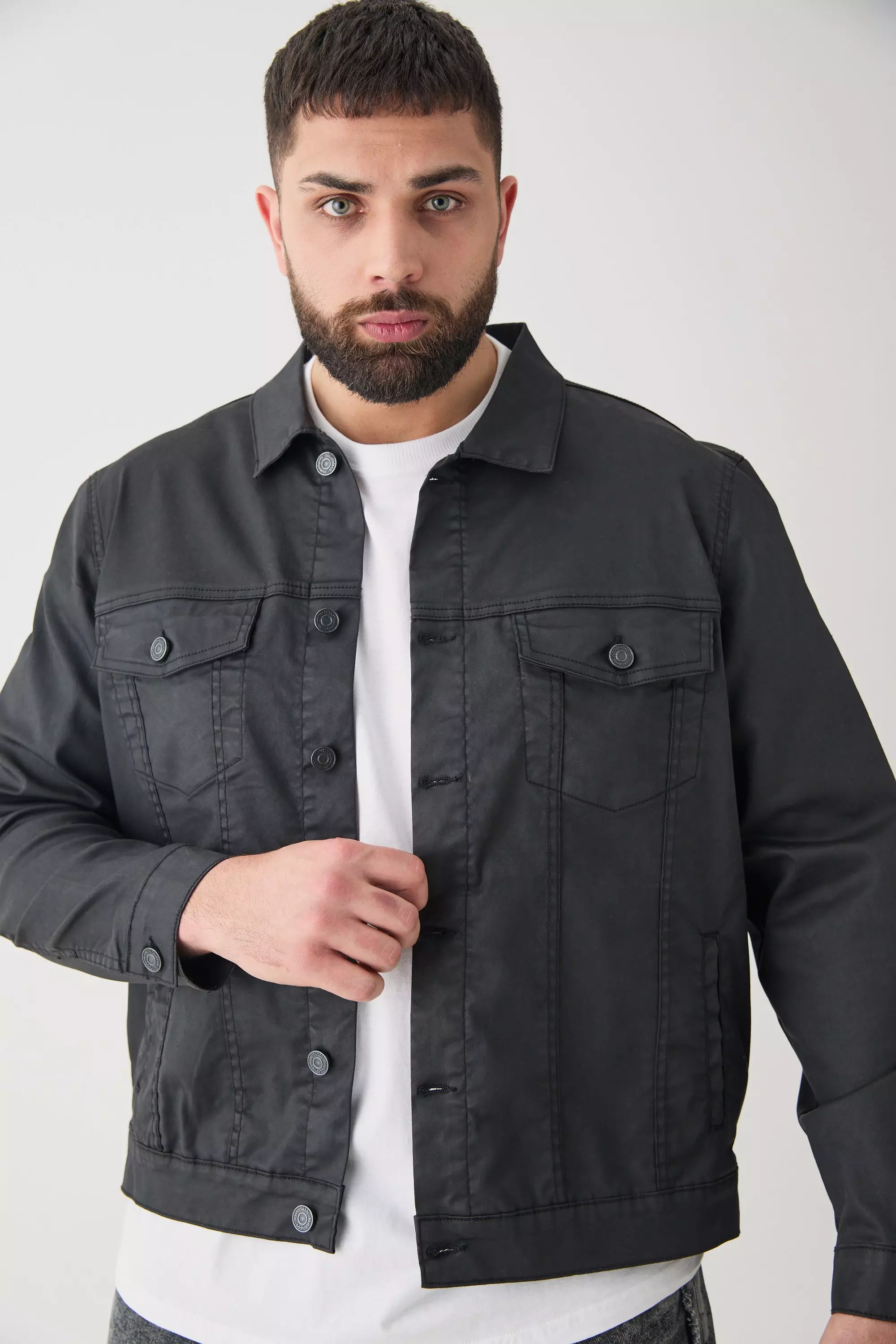 Black Plus Coated Denim Jacket alternative image