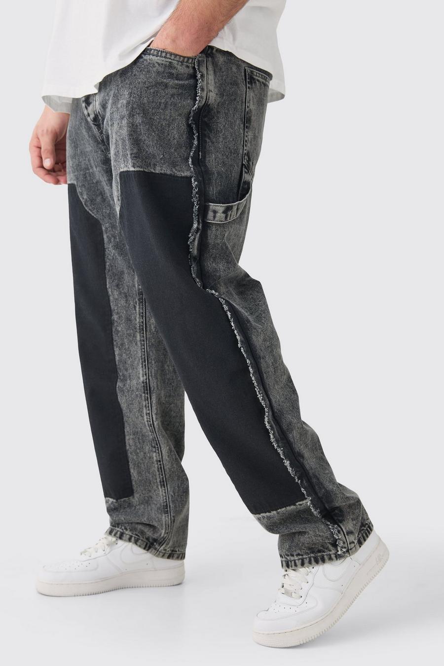 Jeans dritti Plus Size in lavaggio grigio stile Carpenter, Grey