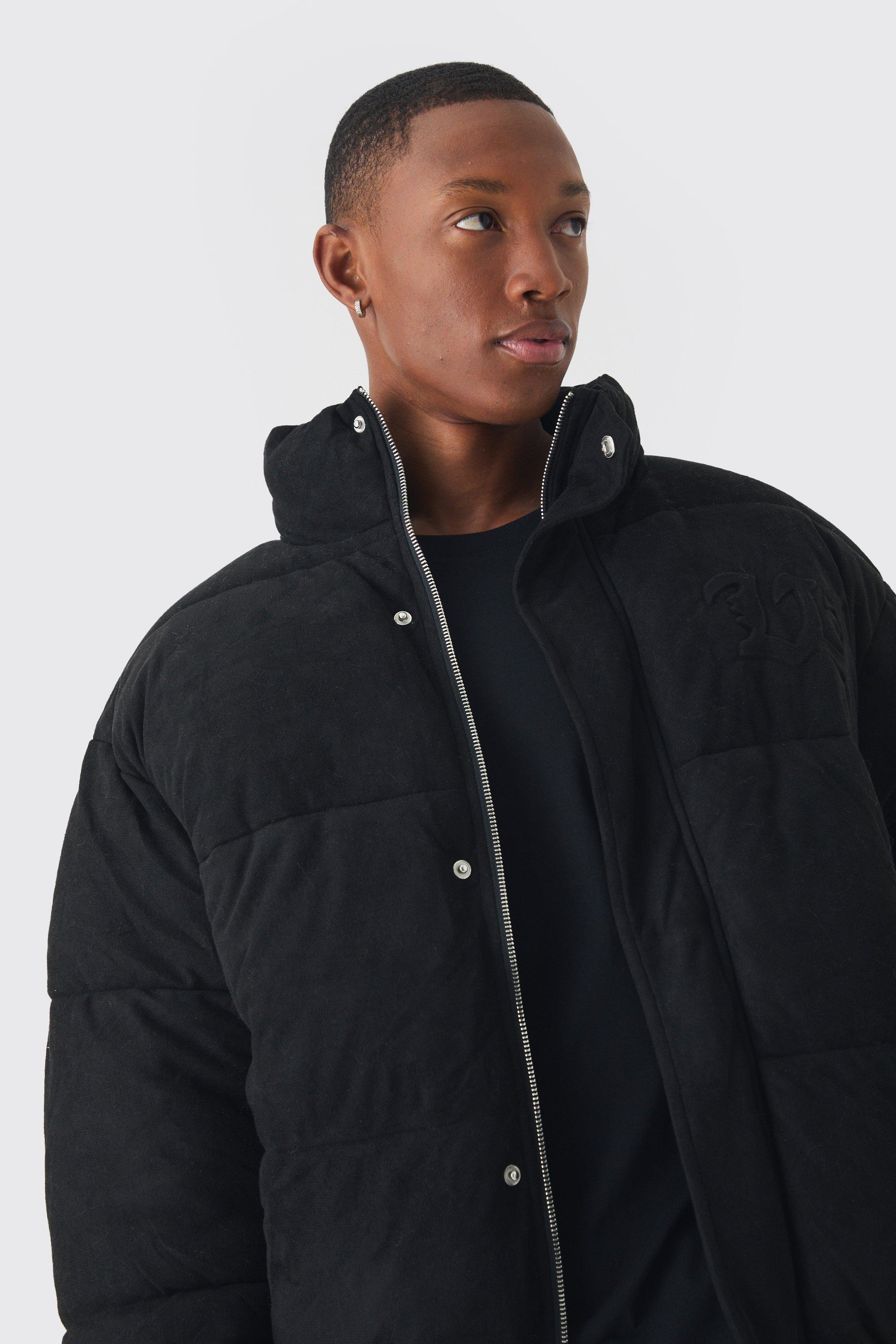 Doudoune oversize a col montant en faux daim