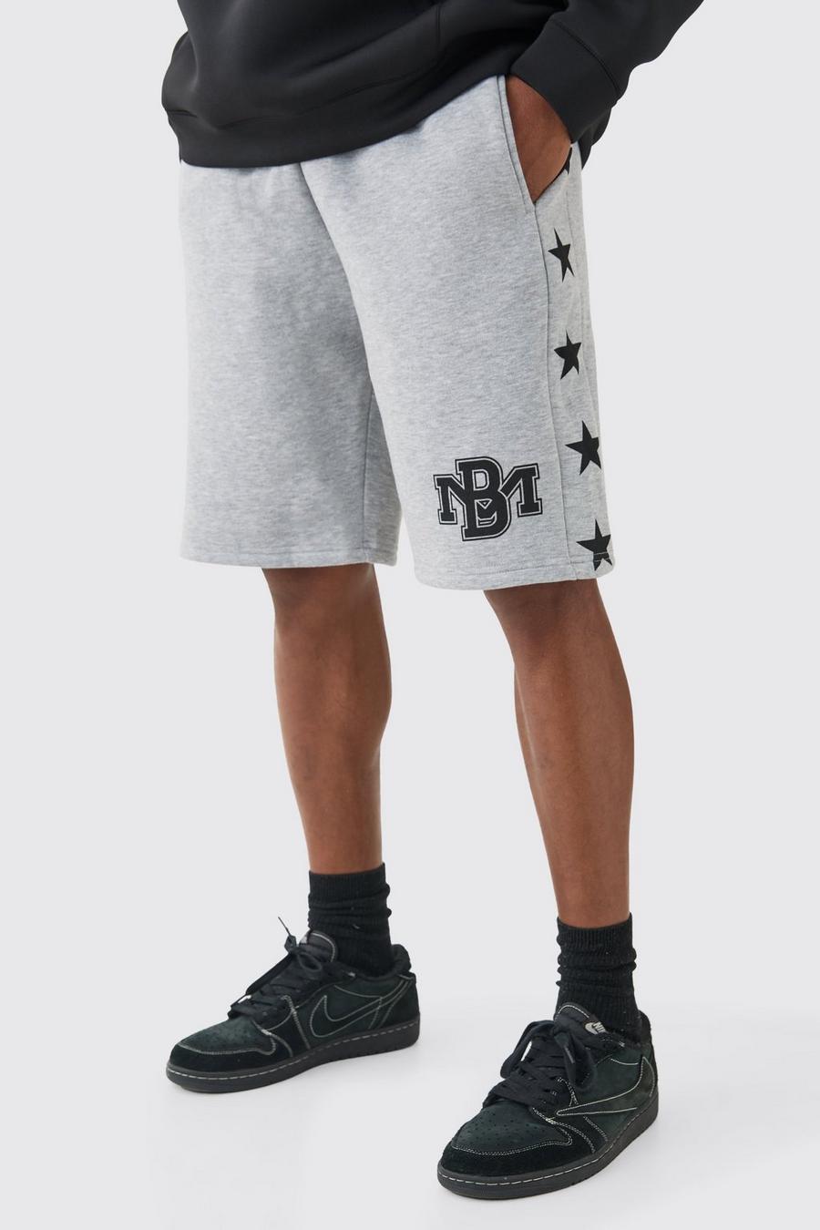 Grey Star Printed Relaxed Fit Long Shorts image number 1