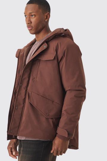 Hooded Parka In Chocolate chocolate