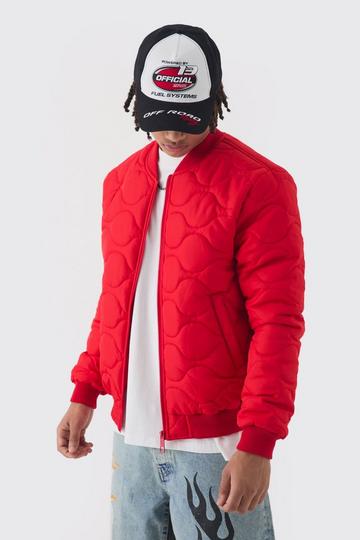 Red Official Quilted Bomber In Red