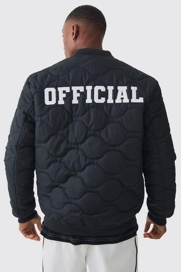 Black Official Quilted Bomber In Black