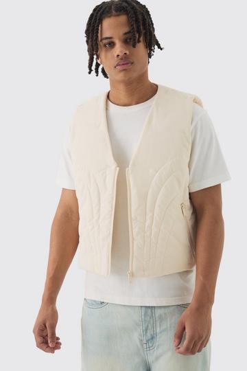 Boxy Abstract Quilted Vest In Ecru ecru