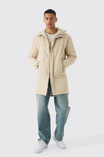 Hooded Padded Parka In Sand sand