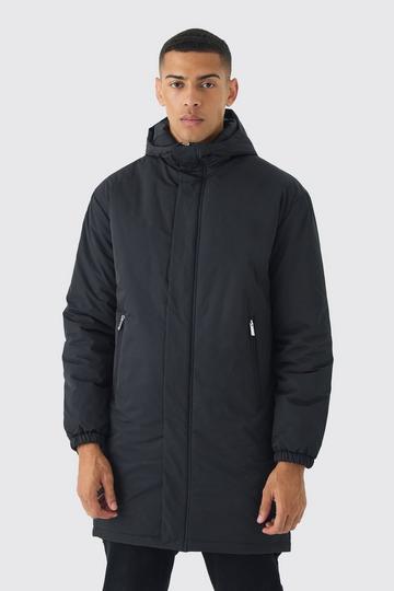 Hooded Padded Parka In Black black