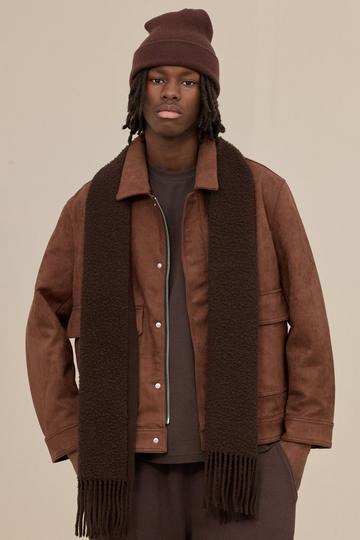 Faux Suede Harrington Jacket In Brown brown