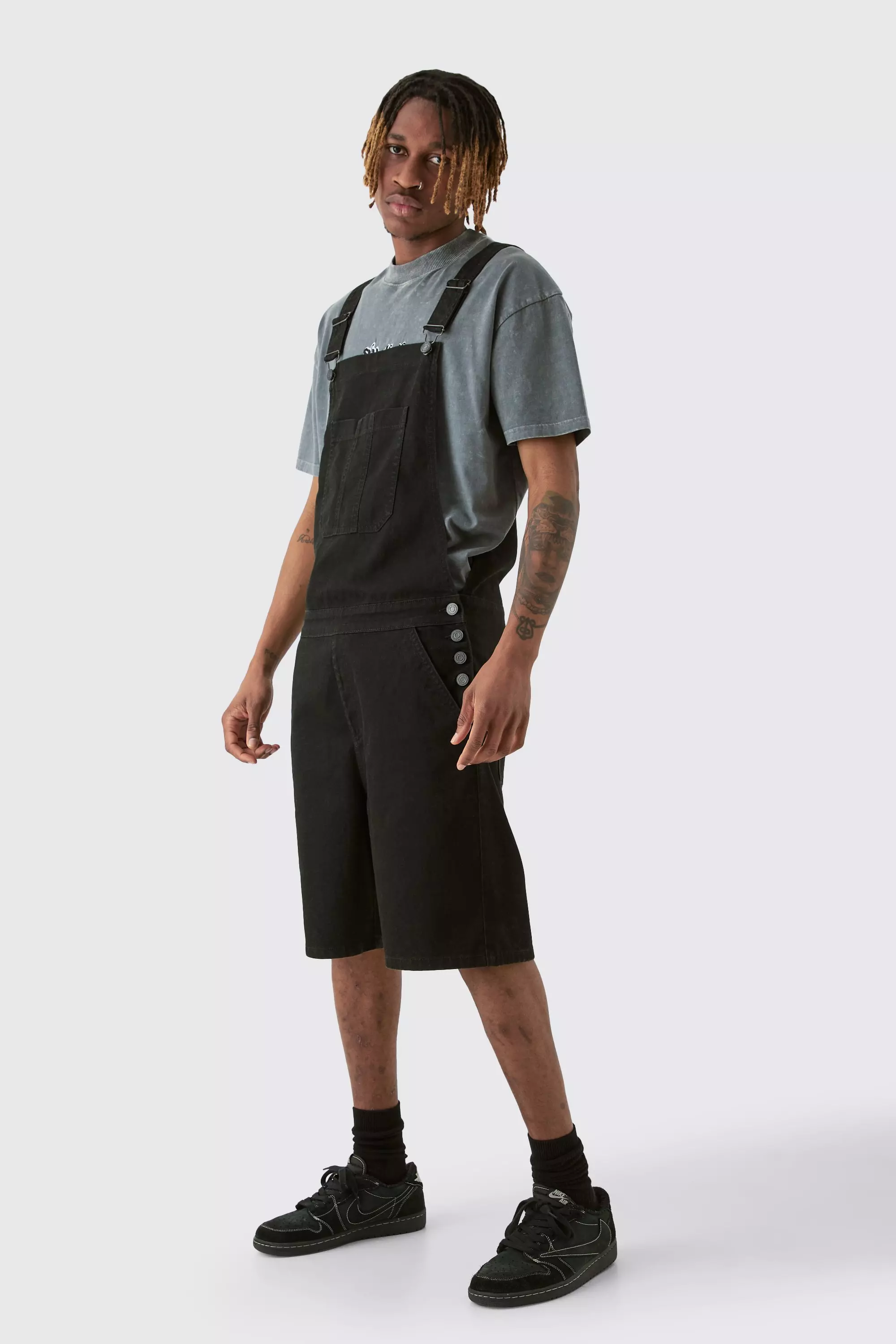 Tall Dungaree Short In True Black alternative image