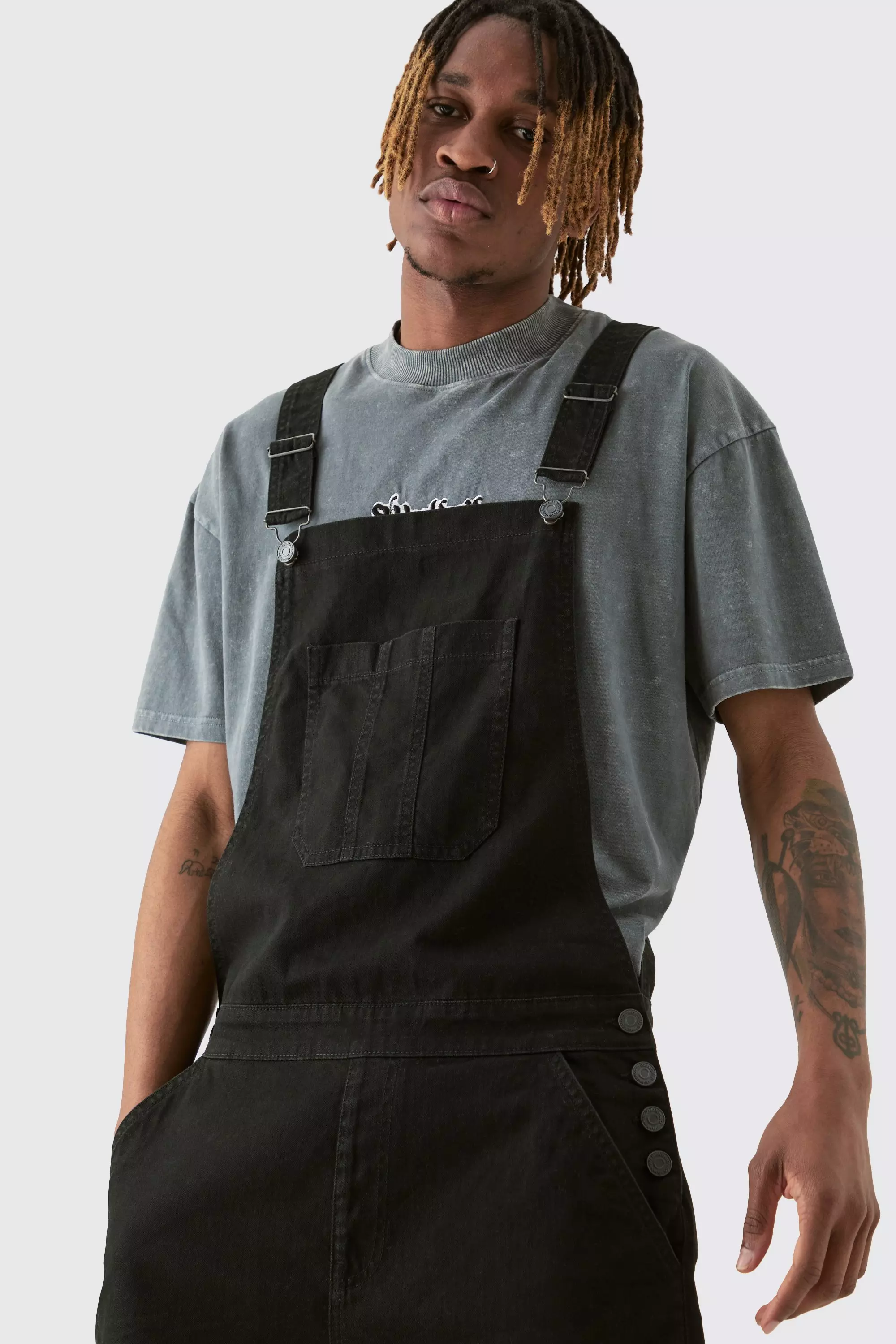 Tall Dungaree Short In True Black alternative image