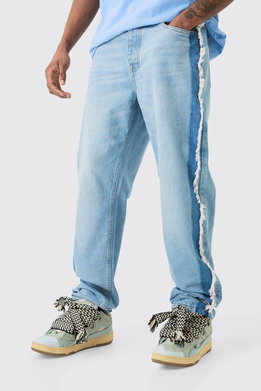 Light wash Tall Raka jeans med fransig kant image number 1