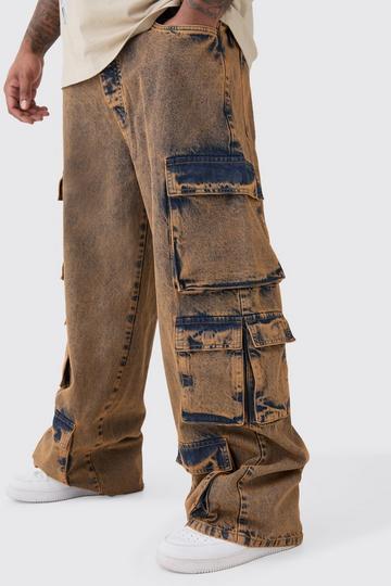 Plus Baggy Acid Wash Gebleekte Cargo Jeans antique wash