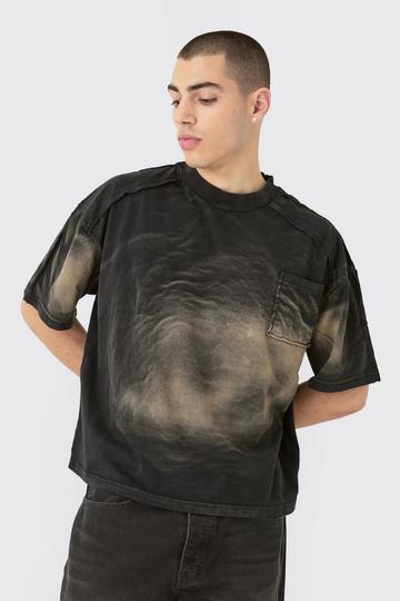 Oversized Boxy Extended Neck Washed T-shirt black