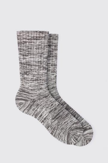 Grey Plain Marl Socks In Grey