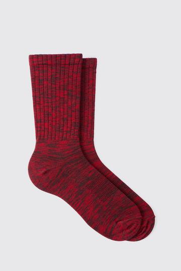 Plain Marl Socks In Red red