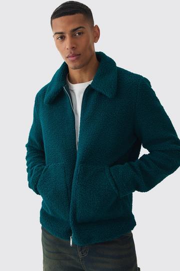 Green Borg Harrington Jacket In Teal