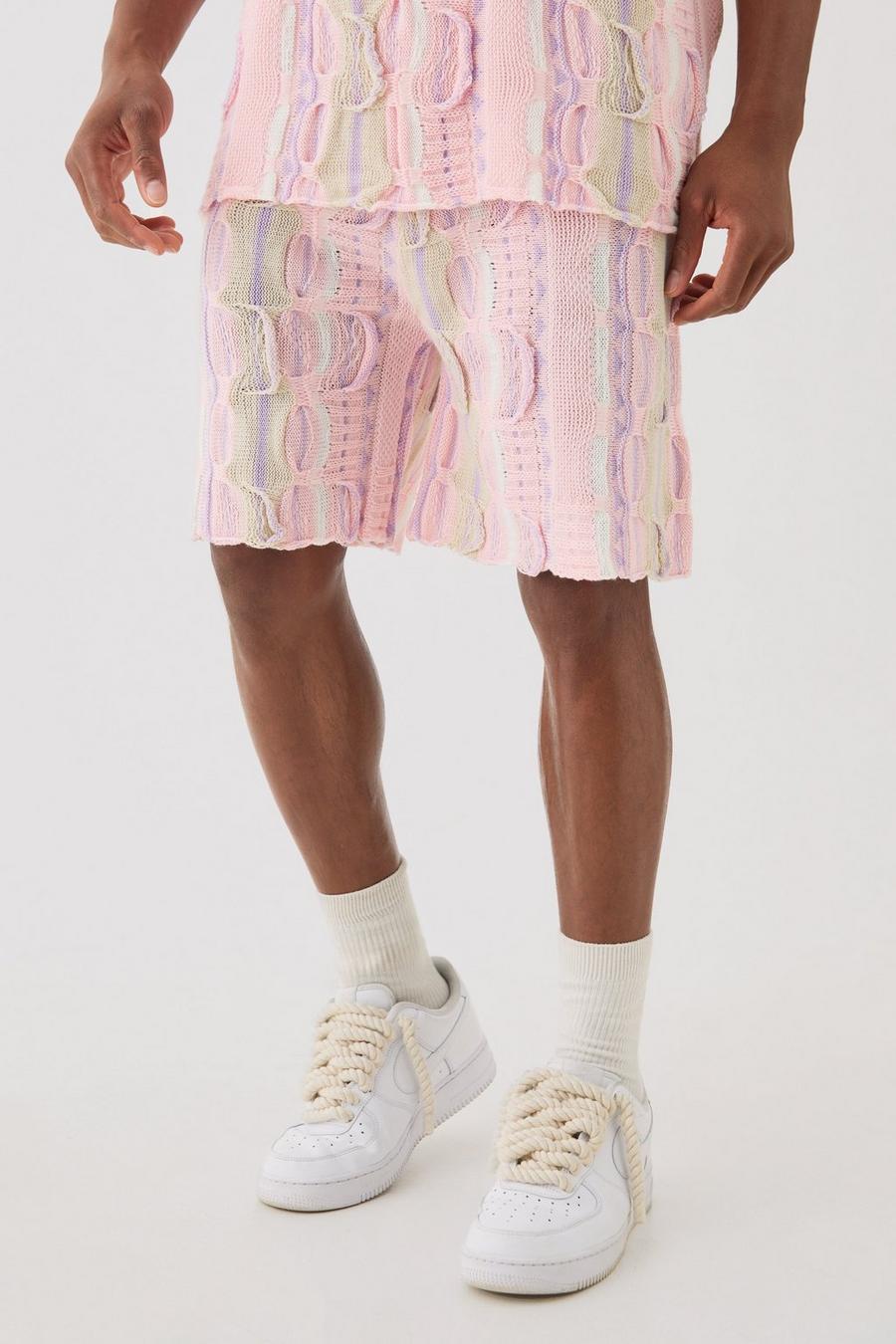Pink Stickade shorts med ledig passform