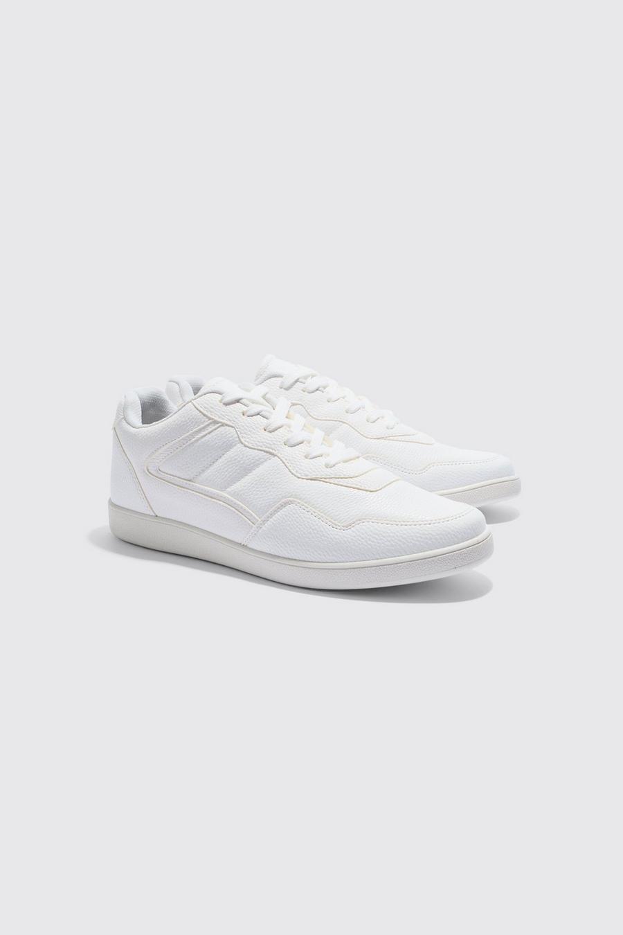 Zapatillas deportivas blancas con suela gruesa y paneles, White