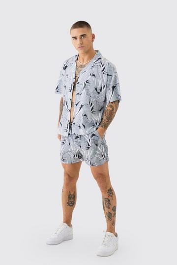 Leaf Shirt & Swim Short Set black