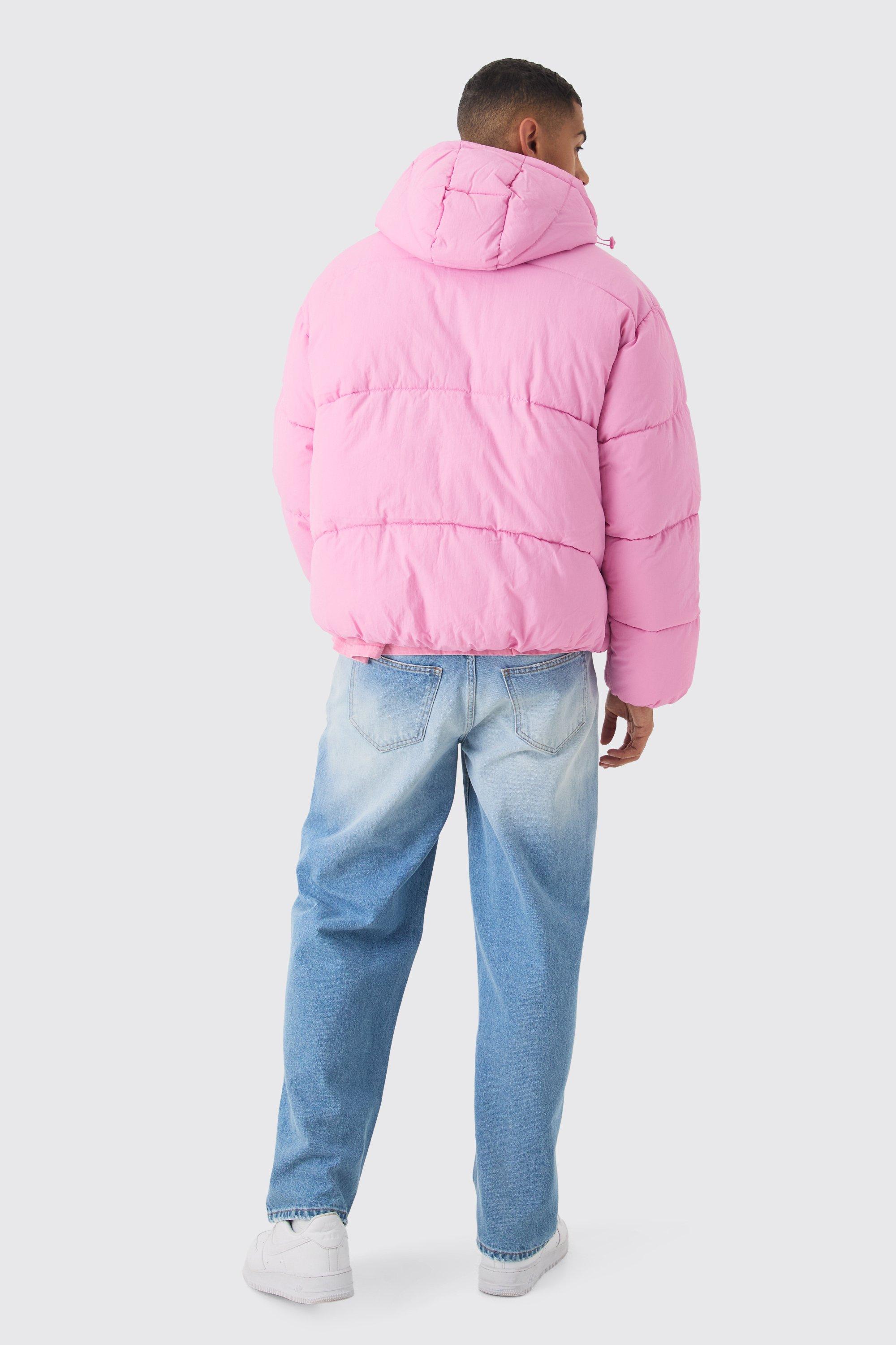 Hooded Puffer Coat In Pink boohoo NO