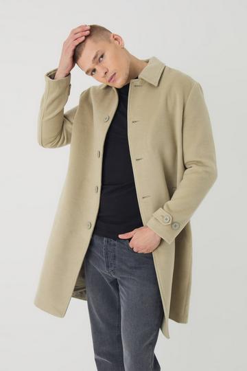 Plain Collared Overcoat In Sage sage