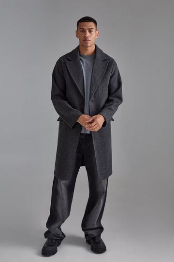 Grey Single Breasted Overcoat In Grey