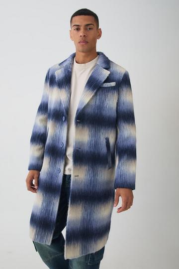 Oversized Brushed Check Overcoat In Blue blue