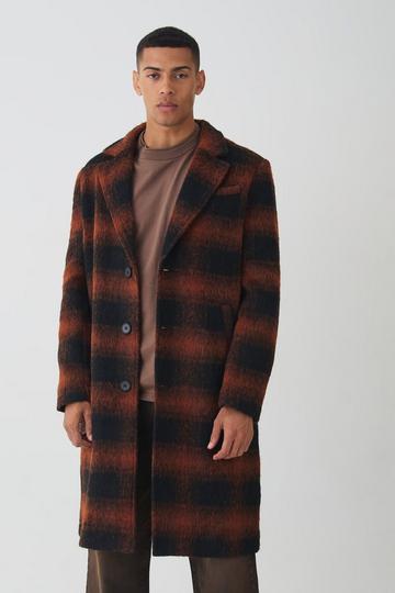 Oversized Check Overcoat In Brown brown