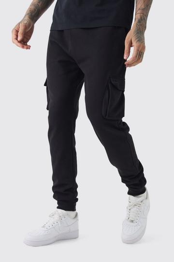 Black Tall Regular Fit Cargo Sweatpant