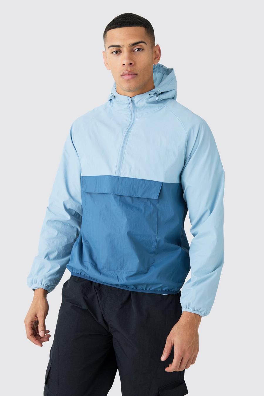 Veste à capuche color block à col zippé, Blue image number 1
