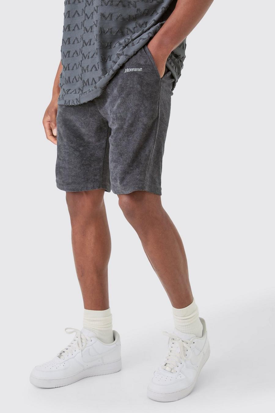 Charcoal Homme Shorts i frotté med ledig passform