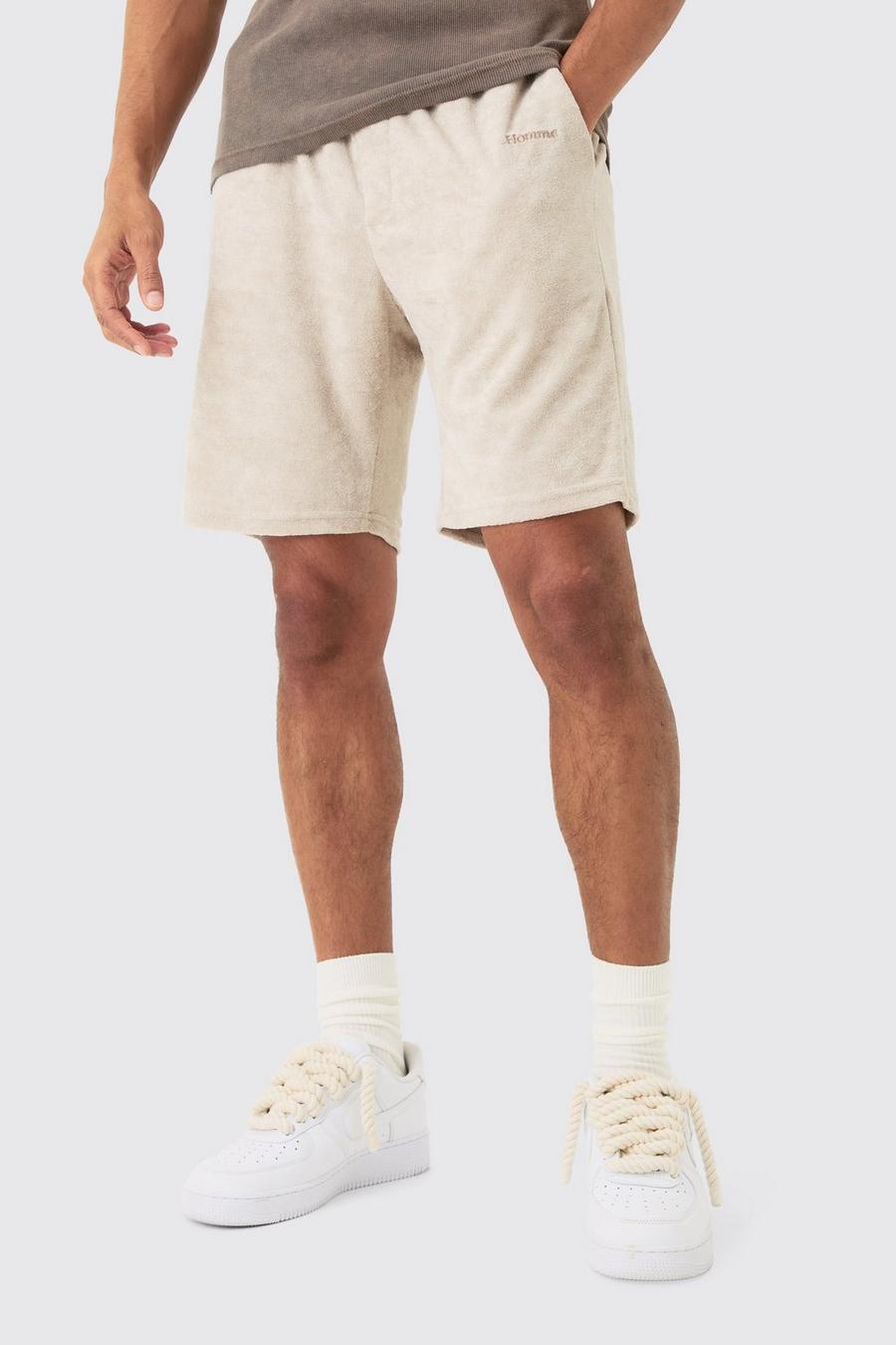 Lockere Frottee Homme Shorts, Stone