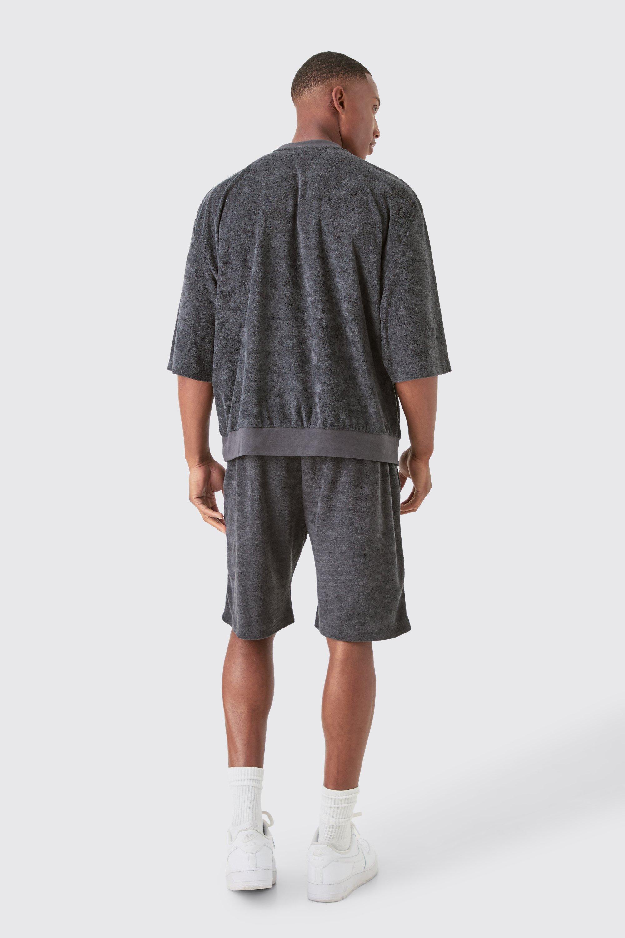 Short Sleeve Oversized Boxy Towelling Sweat Short Tracksuit boohoo IE