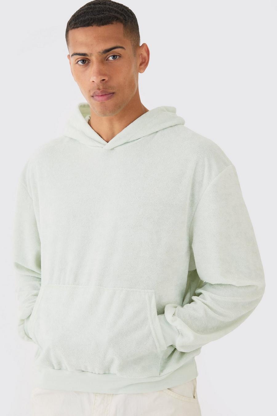 Pale green Oversized Boxy Badstoffen Hoodie image number 1