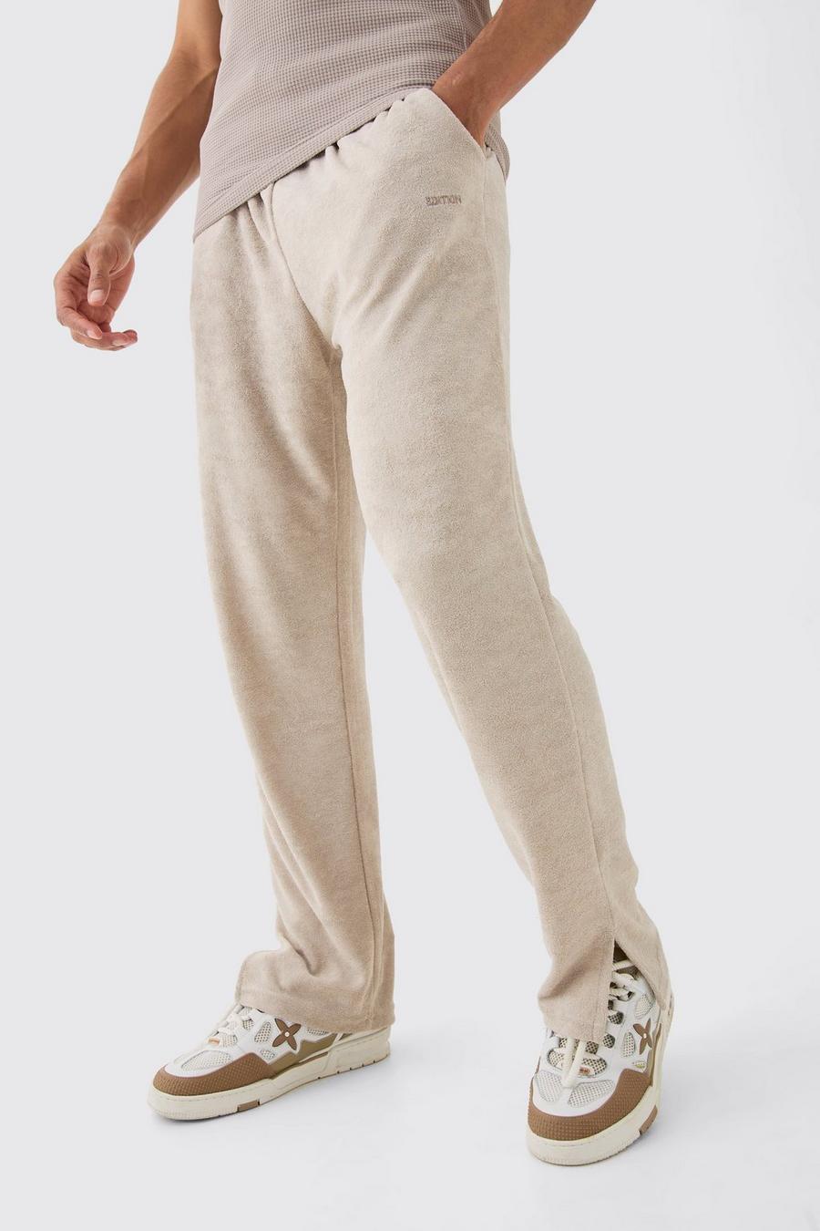 Pantalón deportivo Regular de felpa Edition con abertura en el bajo, Stone