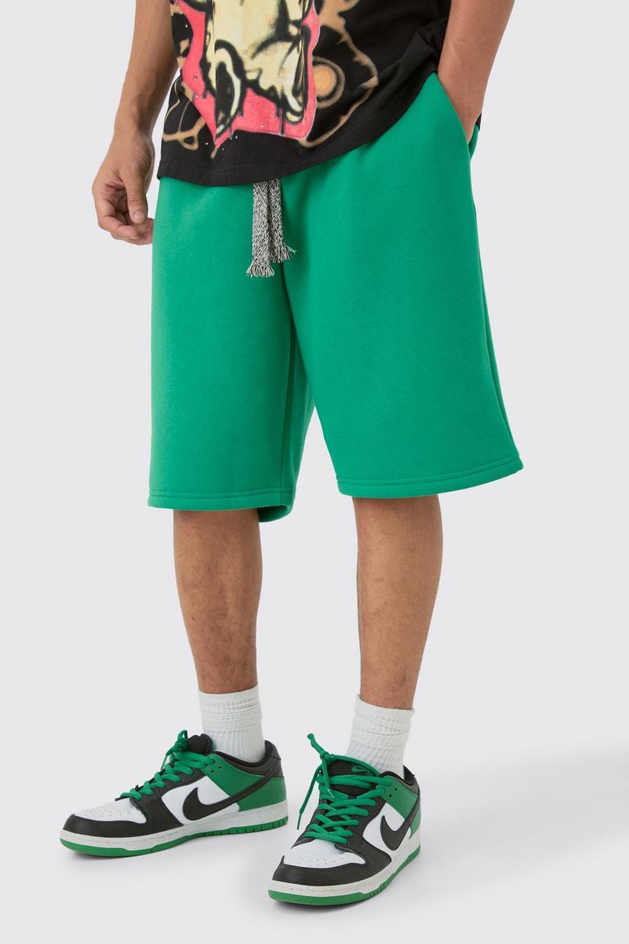 Pantalón corto holgado largo grueso con cordón elástico, Green image number 1