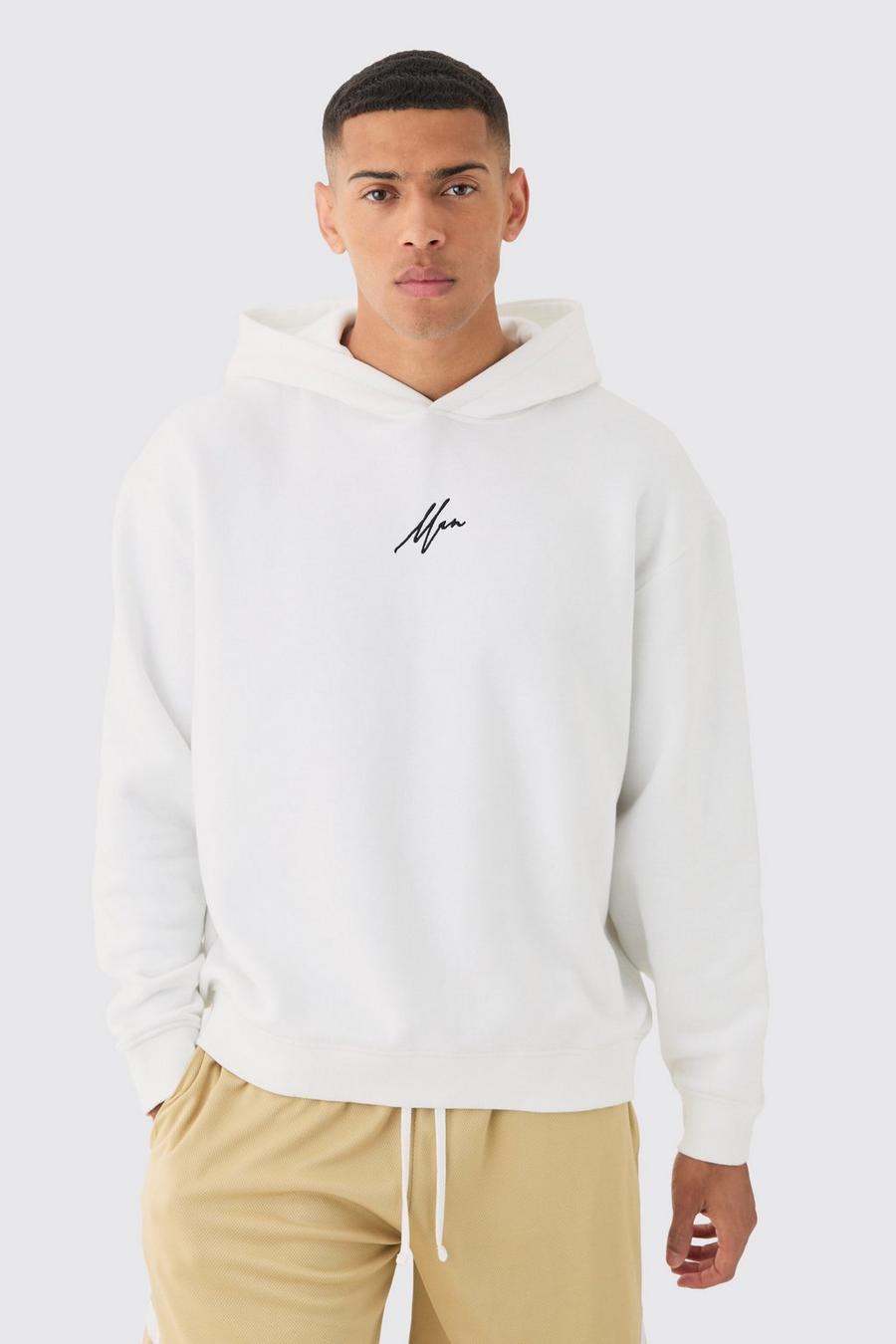 White Man Signature Oversize hoodie och basketshorts i varsitystil