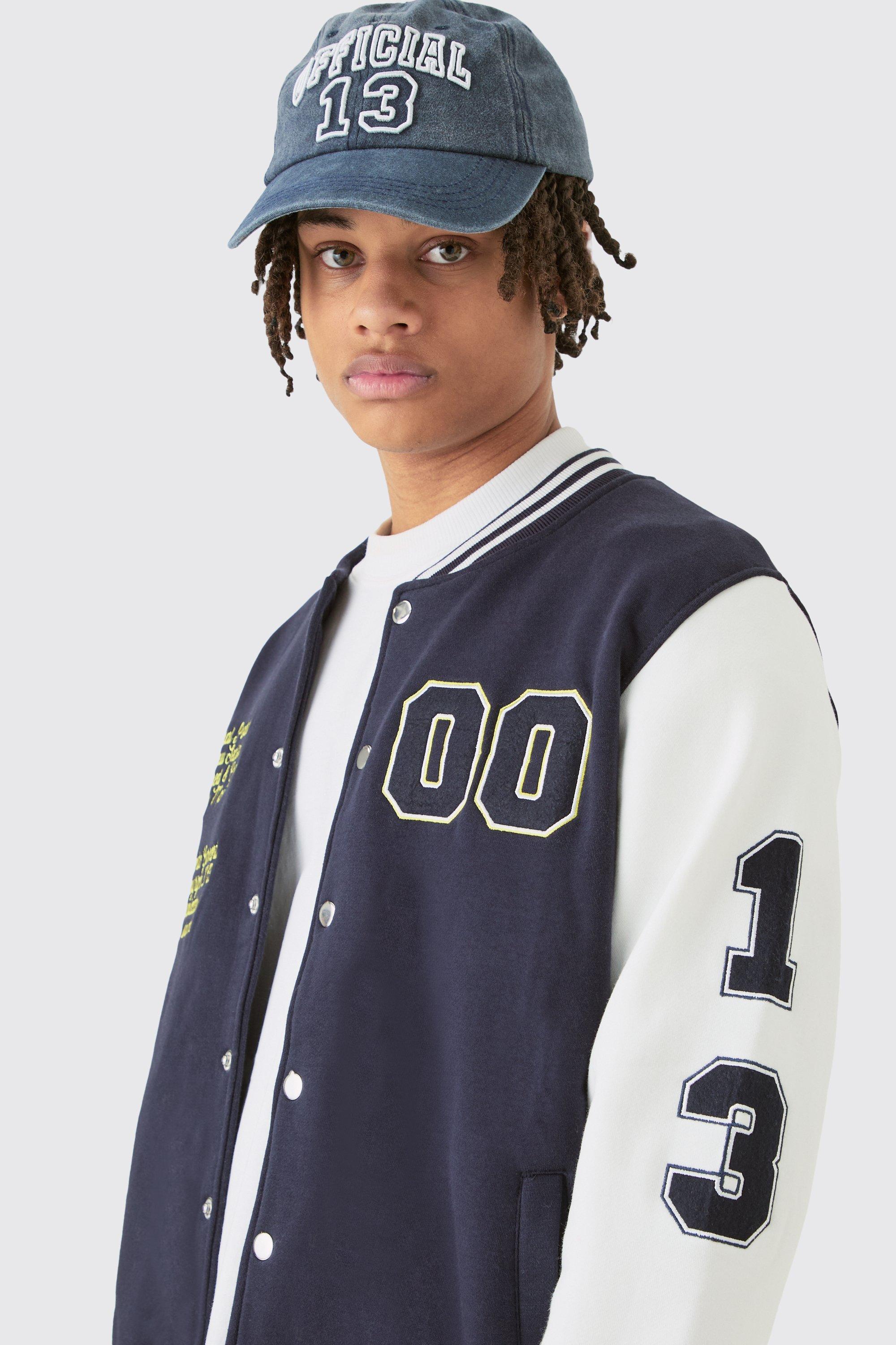 Jersey Varsity Bomber Jacket With Badges