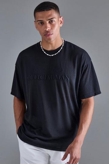 Black Overszied Limited 3d Embroidered Burnout Mesh T-shirt