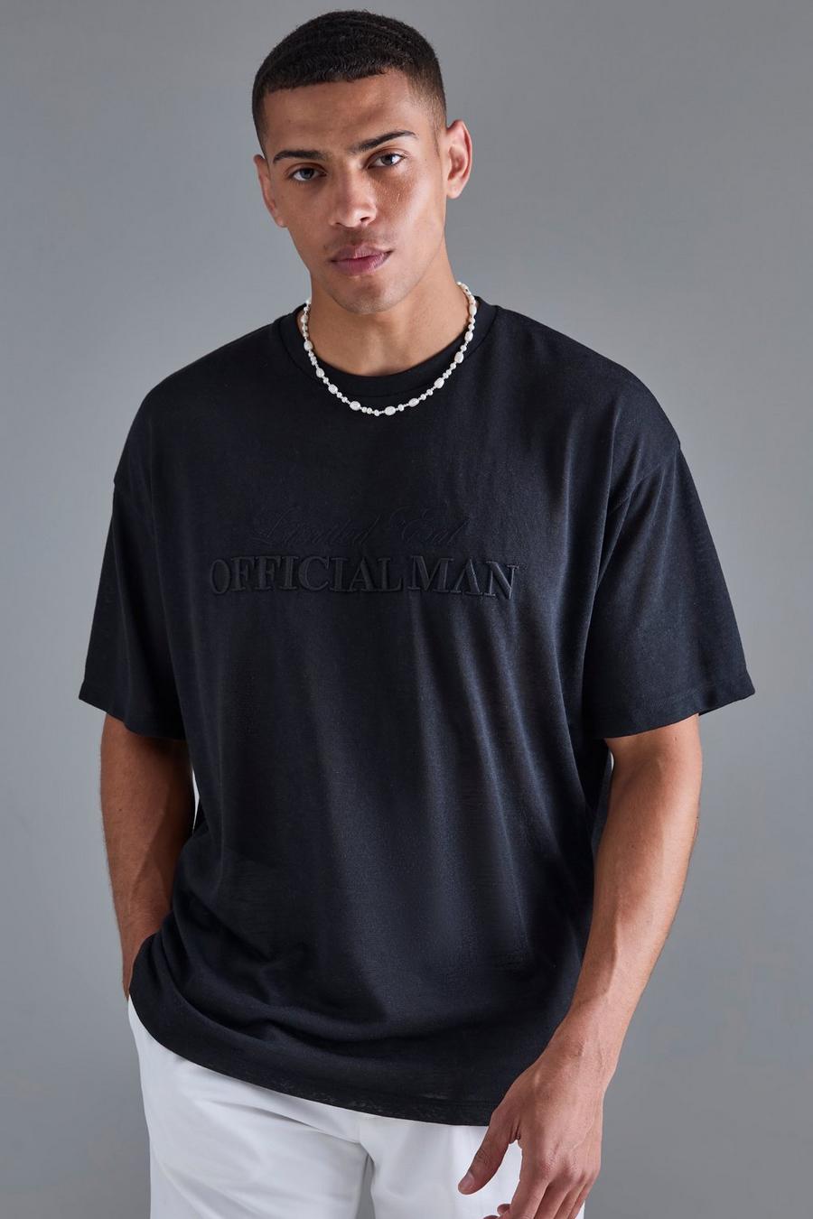 Oversize Mesh T-Shirt mit Limited 3D Stickerei, Black