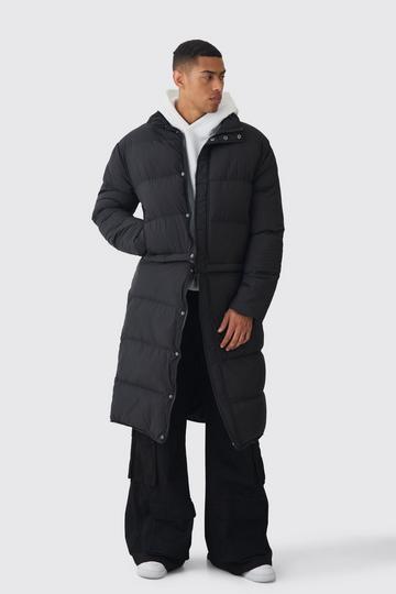 3 In 1 Longline Puffer With Detachable Bag In Black black