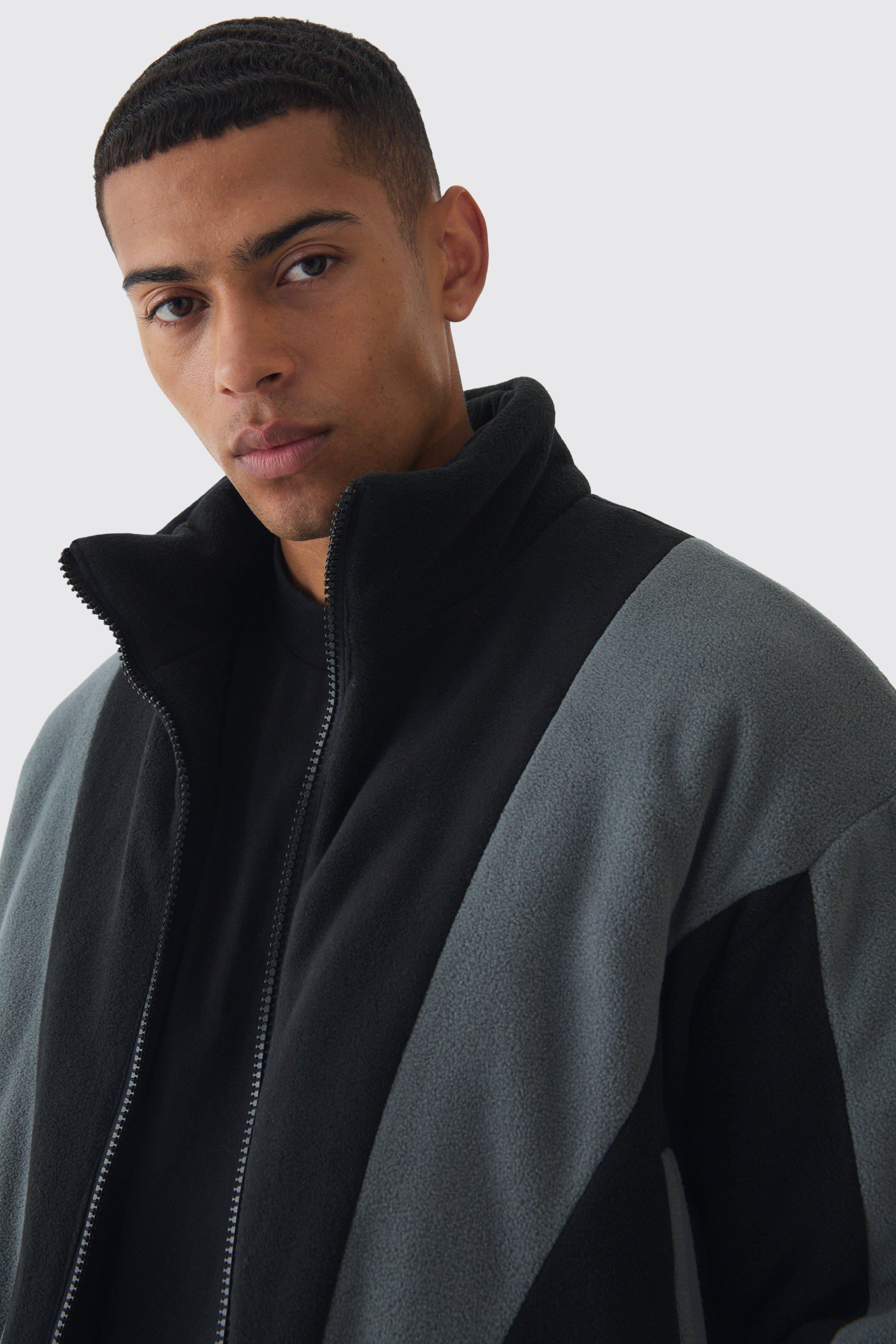 Veste oversize color block a col montant en polaire boohoo FR