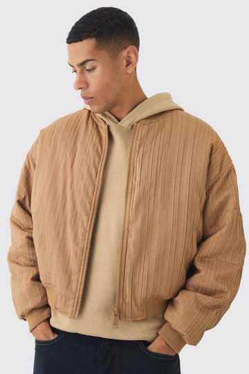 Pleated Bomber Jacket In Camel camel