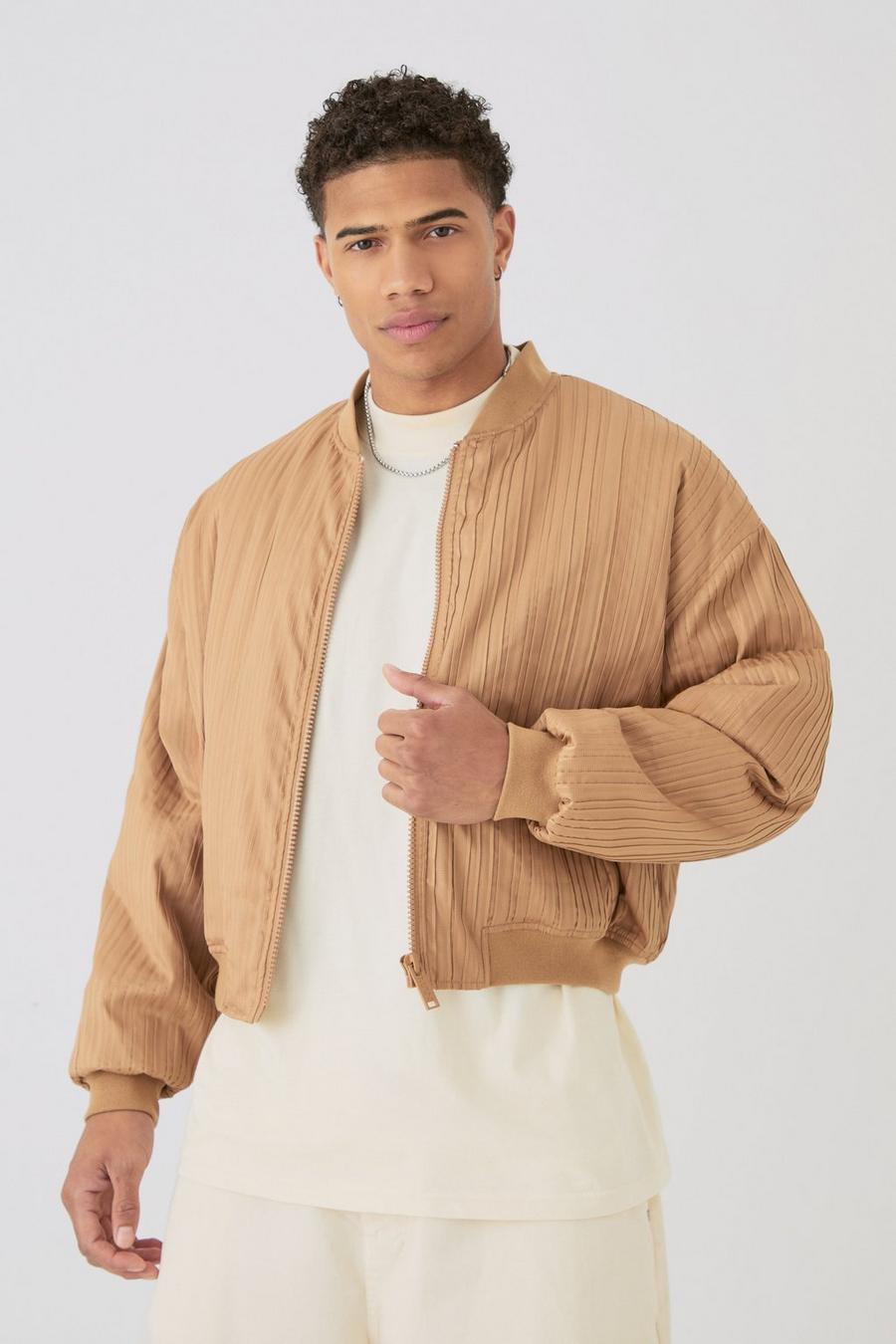 Pleated Bomber Jacket In Camel image number 1